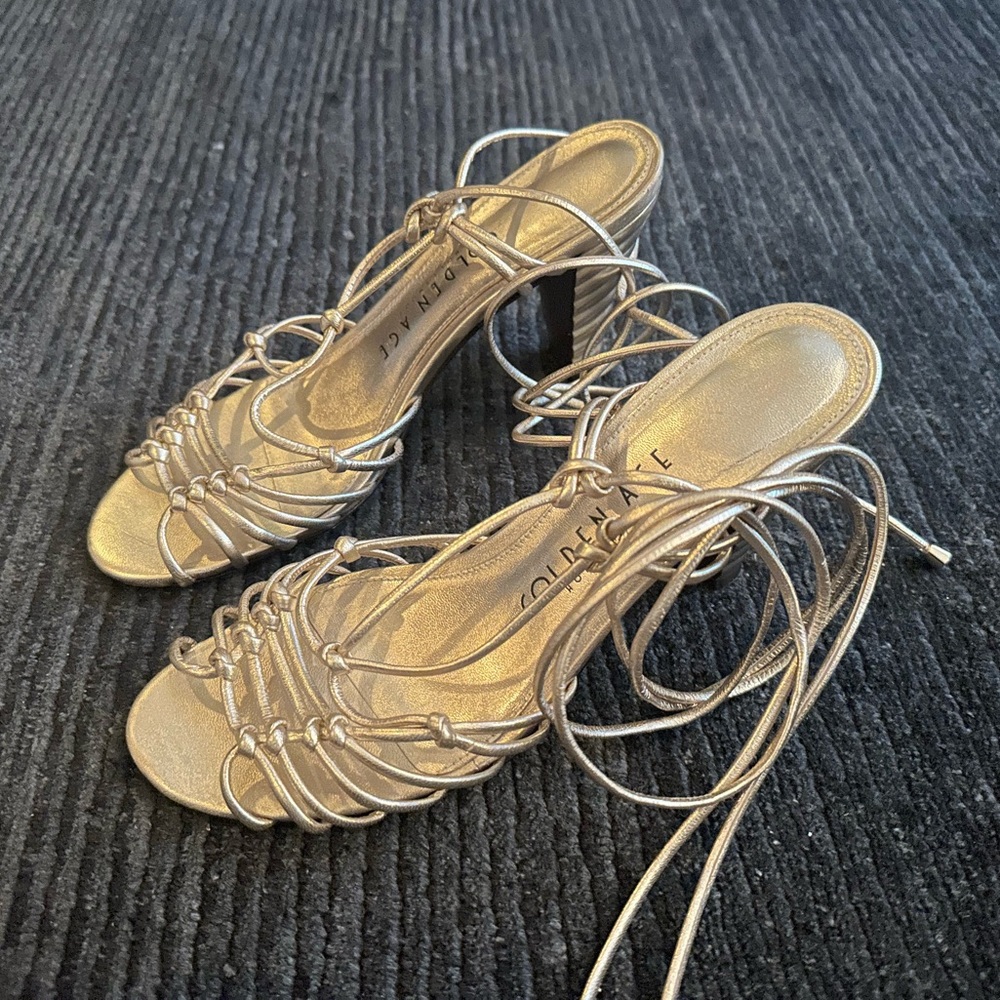 Golden Age - Gold Wrap Heels in Size 6.5 / Made in Brazil